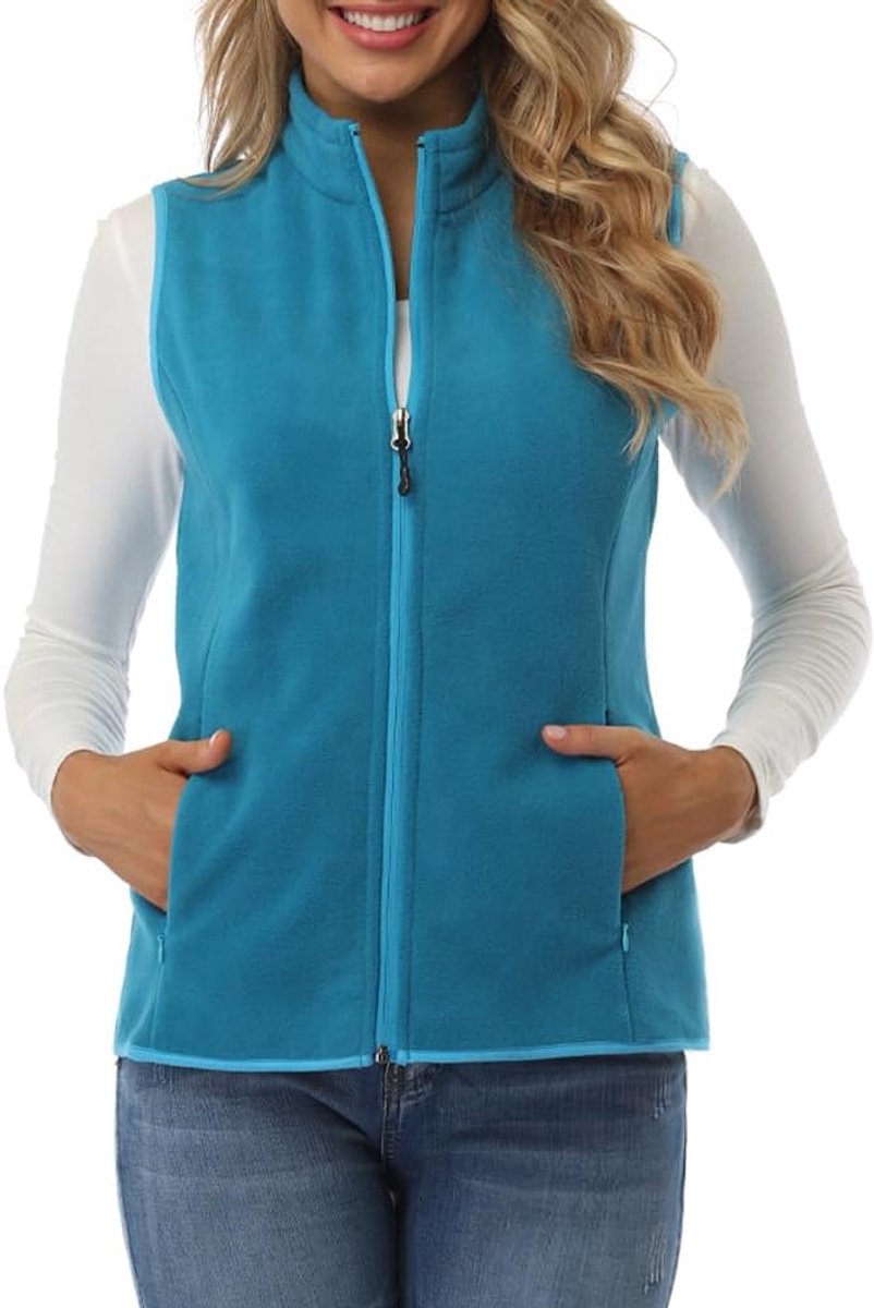 Dames Fleece Gilet, Lichtgewicht Bodywarmers Mouwloze Vest met Ritszakken