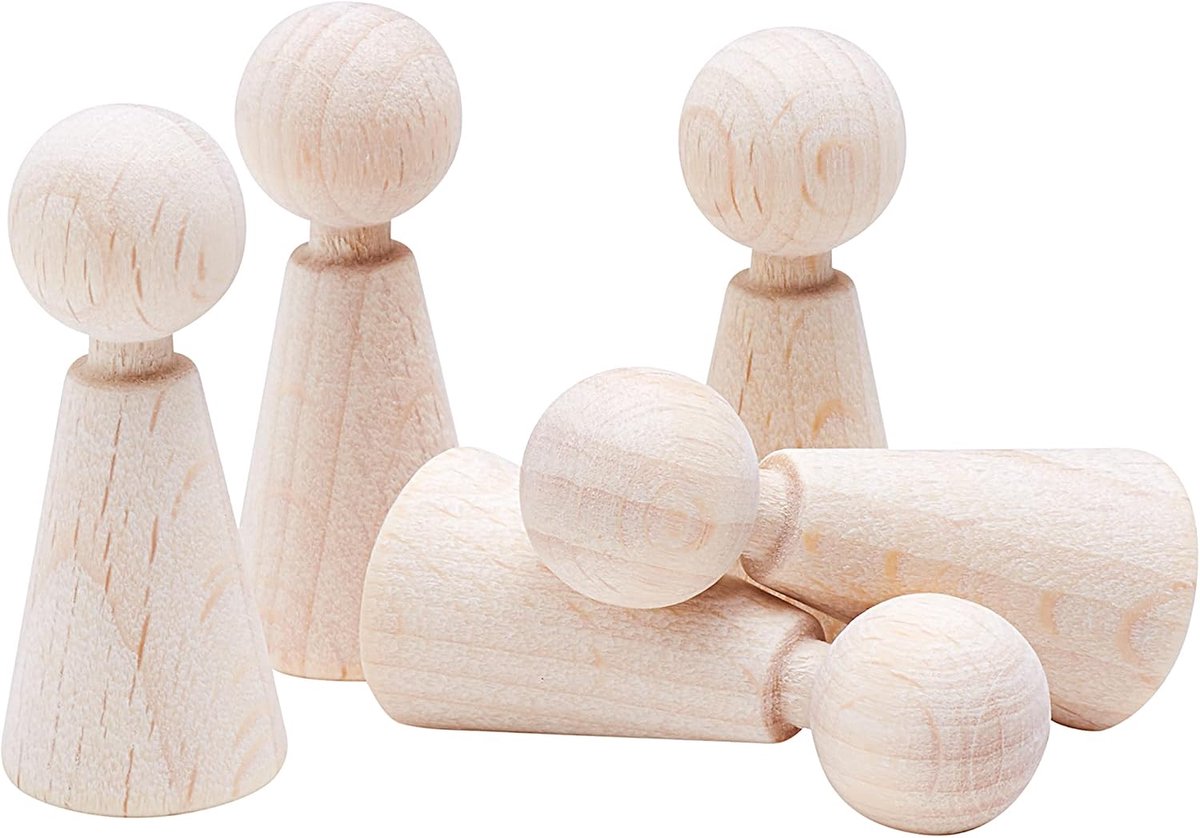 Hout ca. 15 x 35 mm 5 stuks - speelfiguren van beukenhout made in Austria