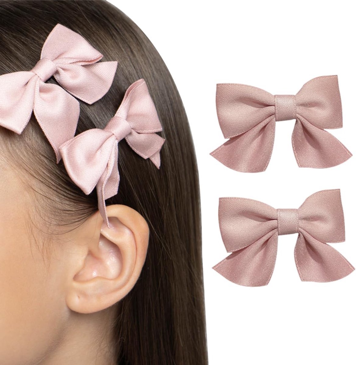 Set van 2 Strik Haarspeldjes Haaraccessoires Haarspelden Knoop Knoop Clips Antislip Krokodil Haaraccessoires Kapsel (roze)
