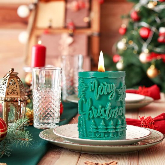 2 STKS Kerst Pillar Candle Mould, Xmas Siliconen Kaars Sneeuwvlok Sneeuwpop Cilinder Kaars Mallen, Ambachten Casting Mold voor Kerst Decoratie voor Handgemaakte Zeep Aromatherapie — afbeelding 2