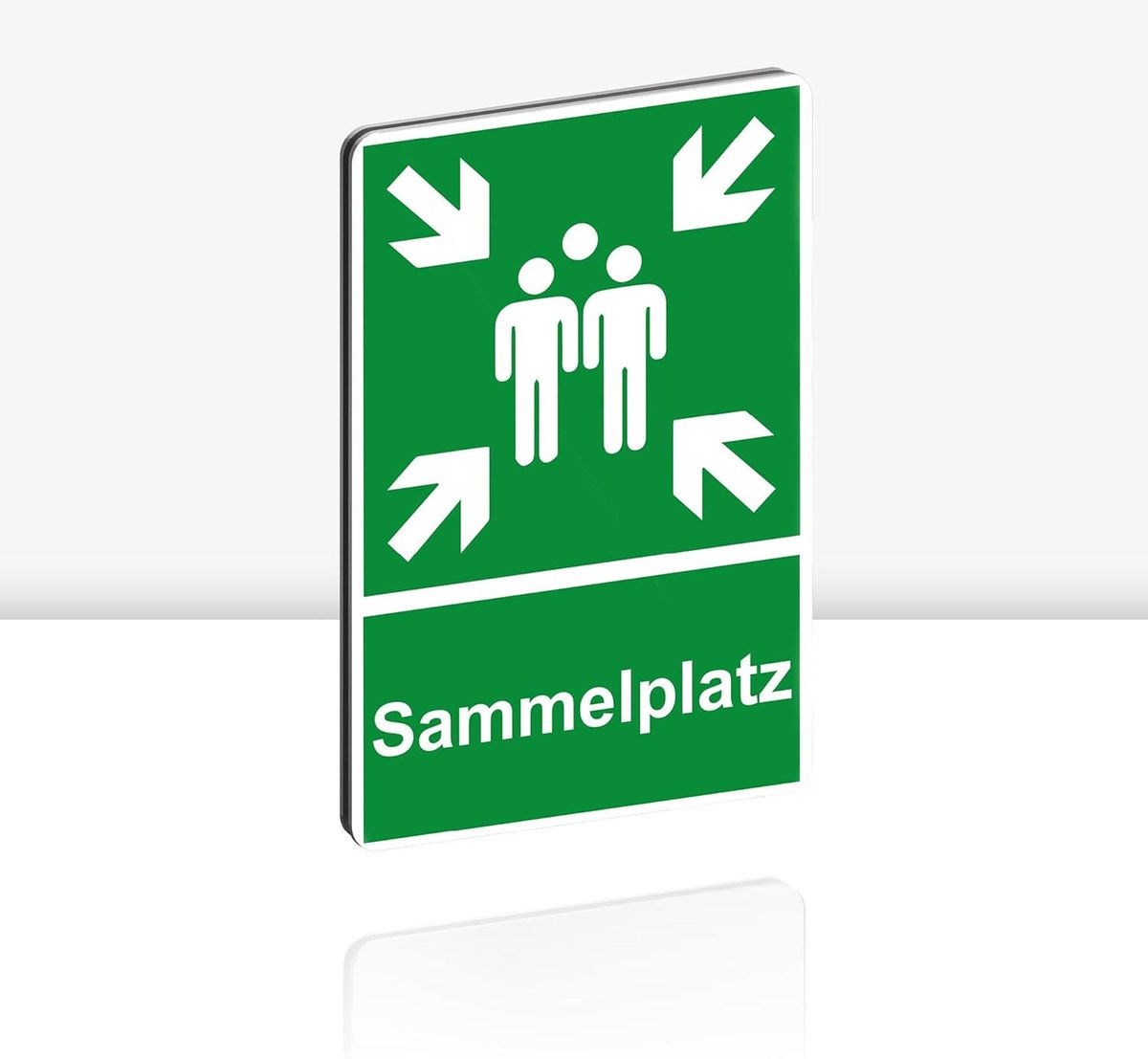XXL verzamelplaats waarschuwingsbord | Stabiel 3 mm aluminium composiet als 40 x 30 cm bord met UV-bescherming voor buiten