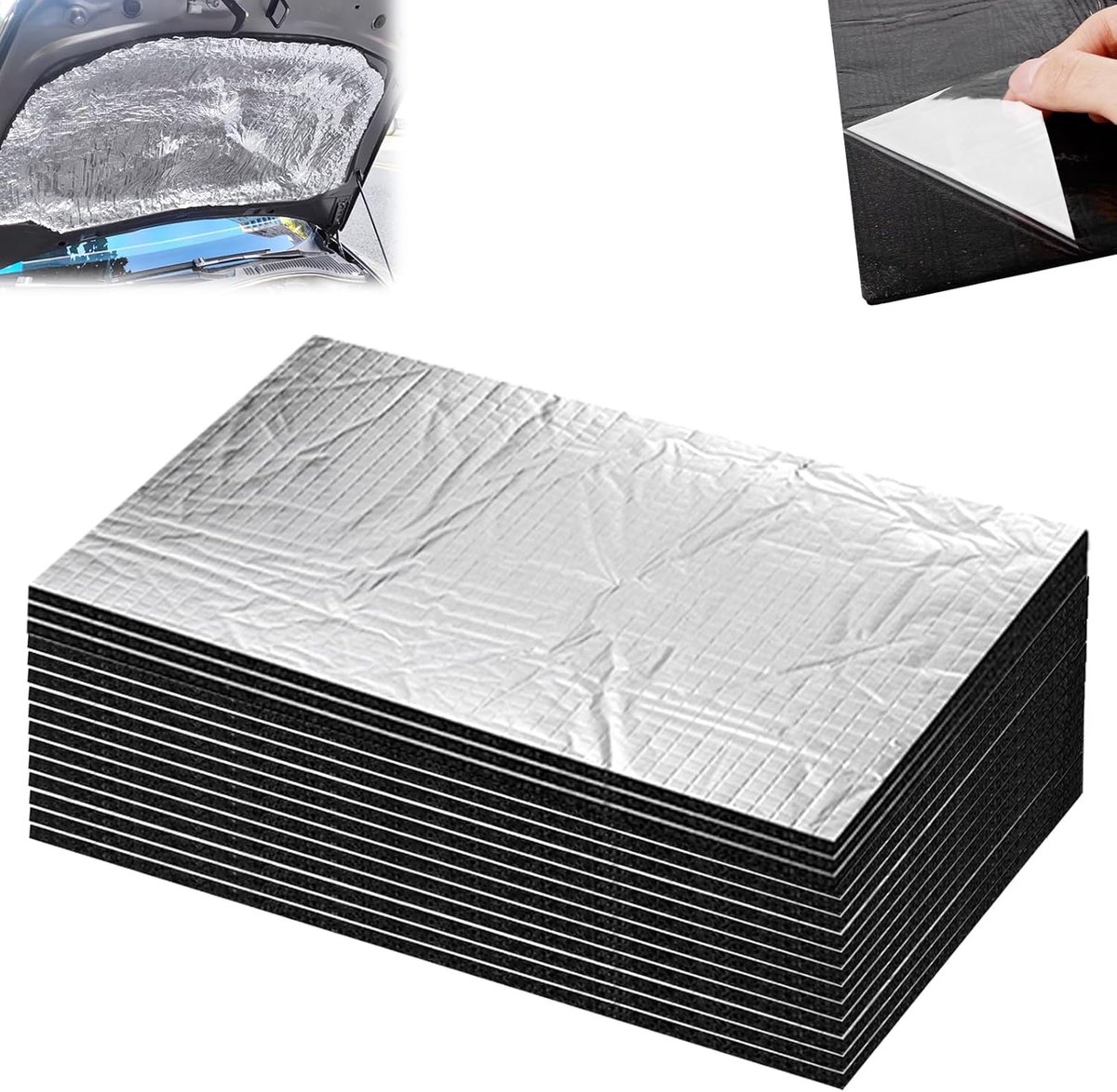 Isolatiemat: 15 stuks 400 x 250 x 10 mm geluidsisolatieplaten voor auto, geluidsisolatie, waterdicht, brandvertragend