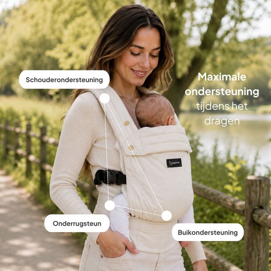 Mammie AVAIRE Draagzak Baby - Ergonomisch 0-36 mnd - Buikdrager Tot 16 kg - OEKO-TEX® Katoen - Crème van MAMMIE — afbeelding 5