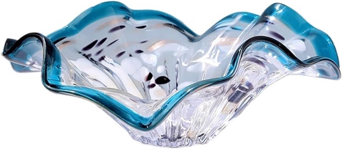 Fruitschaal Glazen fruitschaal - decoratieve gekleurde glazen schaal for fruithapjes, snoepjes middelpunt for thuis, kantoor, bruiloftsdecor, fruit, snack, dessert, server(Klein)