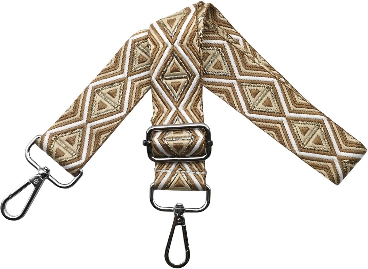 Schouderriem voor tassen, tasriemen om te wisselen, schouderriem voor tassen, schouderriem 3,8 cm breed met zilveren karabijnhaak, tasband voor dames, handtassen, kaki, M1
