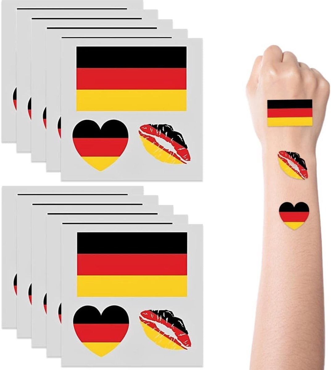 Tijdelijke tatoeages nationale vlag Duitsland - stickers body painting voor voetbalfans, sportevenementen en FIFA wereldfeest 2026