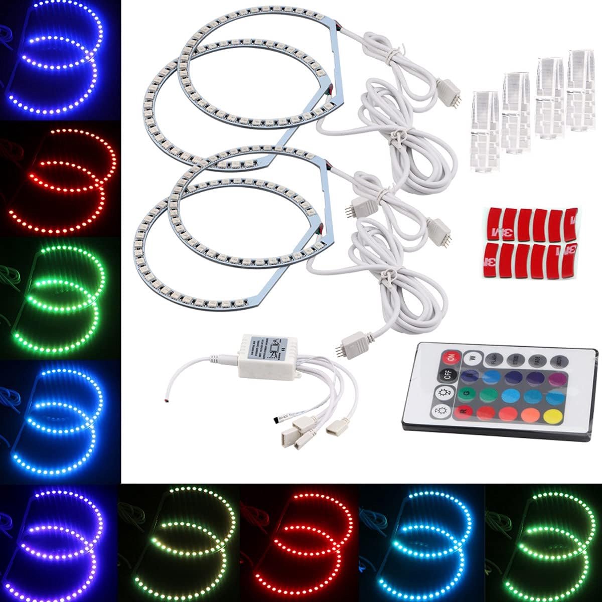 2X131mm 2X146mm Auto 5050 SMD LED RGB Flash Angel Eyes Halo Ring Licht Kleurrijke Multicolor Dagrijverlichting Compatibel Voor BMW E46 3 Serie