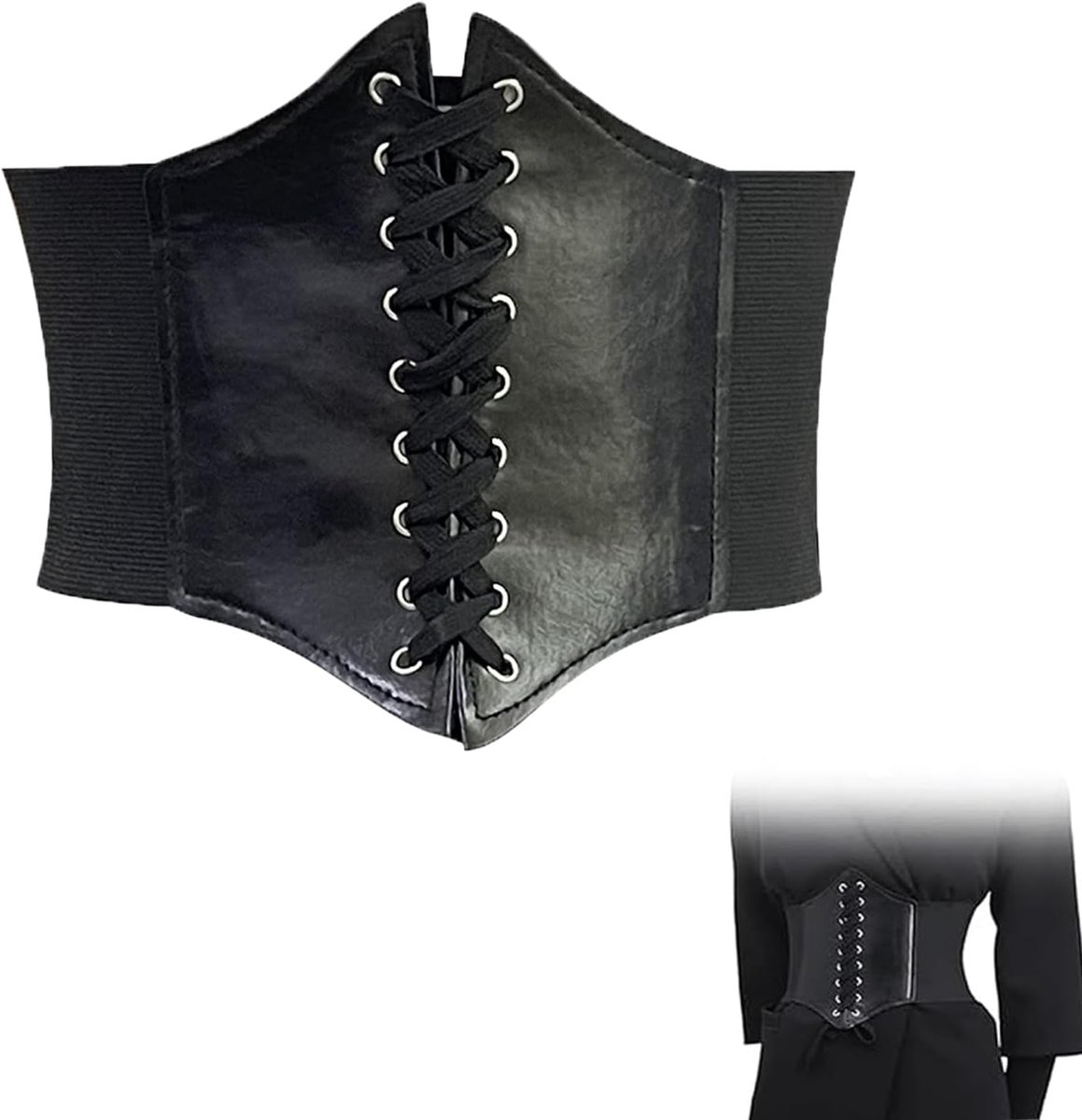 Riem voor dames, breed, korsetriem, zwart, kleding korset, korsetriem, Viking onderborstkorset, accessoires, leer, taillegordel, piraat