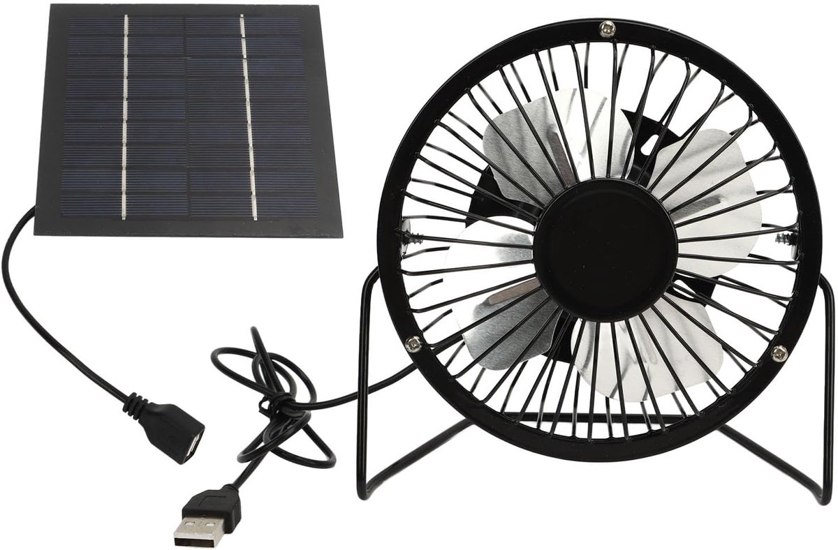 Fan voor Buiten, 5W Fans op Zonne -energie USB Uitlaatventilator Buiten Ventilator 360 Graden Verstelbare Zonnepaneel Broeikasventilator voor Kippenhoenkoolhoenkoeling