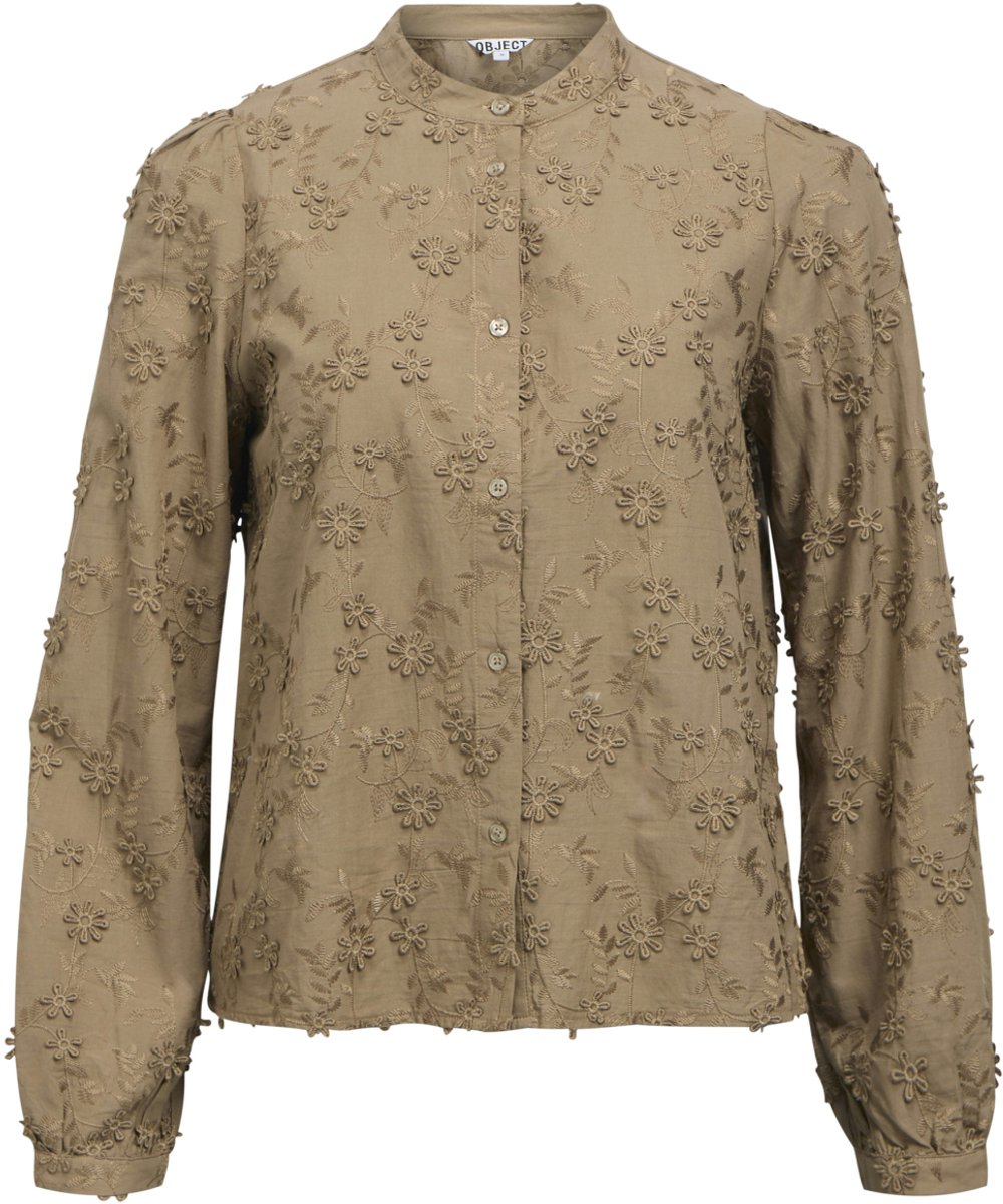Object Blouse Objkarli L/s Re O-neck Top 147 Nd 23050176 Desert Taupe Dames Maat - W38
