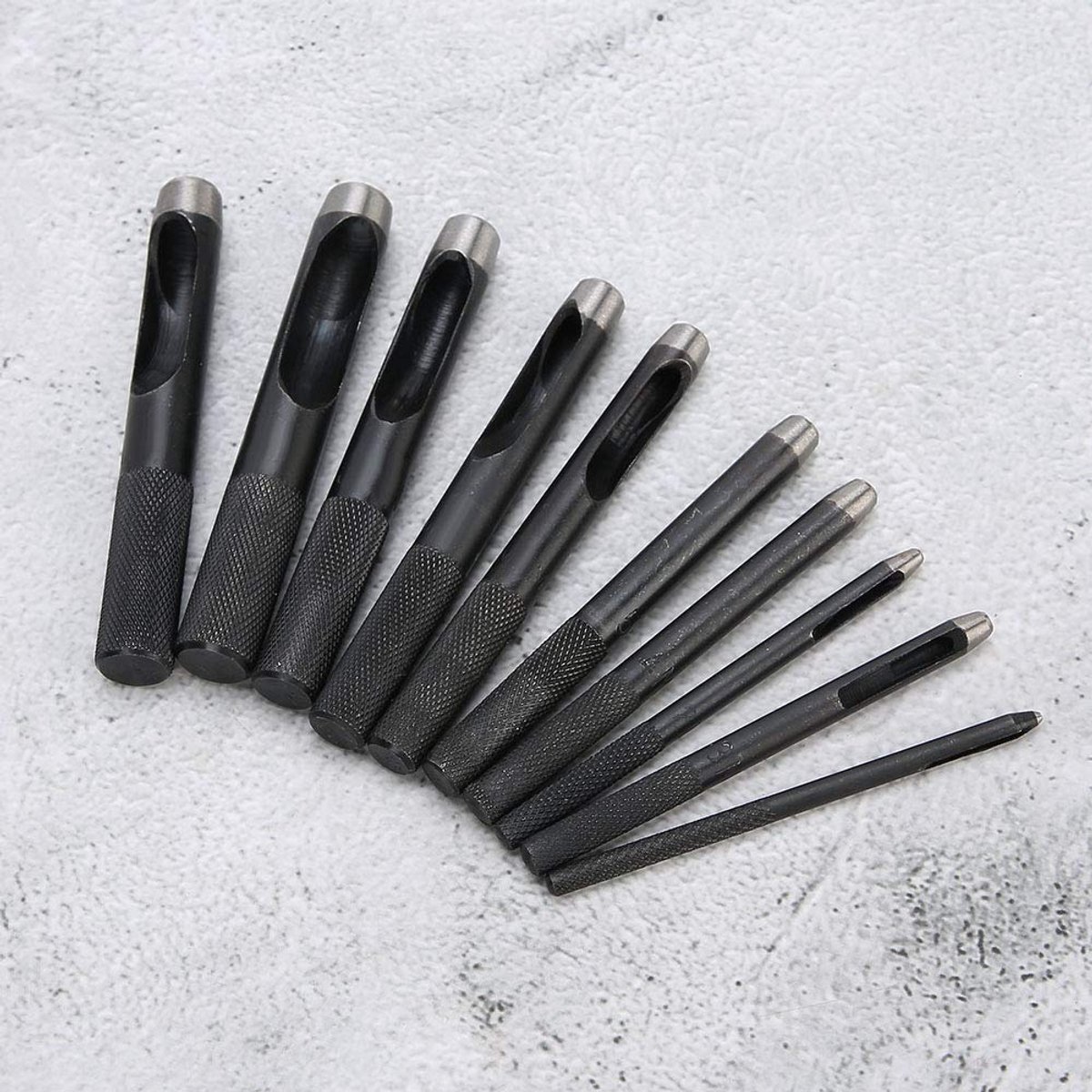10 STKS Gereedschap Lederen Puncher Stalen Lederen Riem Puncher Set, Lederen Perforator 1 Mm - 10 Mm, Ponsgereedschap voor Leerambachten, Holle Perforator