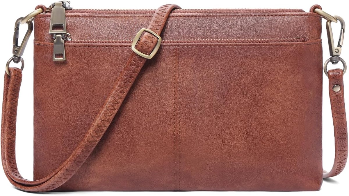 Schoudertas voor dames, veganistisch leer, elegante handtas met 2 vakken, ritssluiting en verstelbare en afneembare schouderriem, kleine crossbody tas, zacht en eenvoudig te gebruiken
