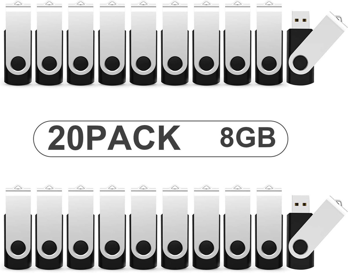 USB-sticks, USB 2.0 Memory Stick 20 stuks USB Flash Drives geheugensticks Pen Drives voor gegevensopslag 20 stuks x 8 GB.