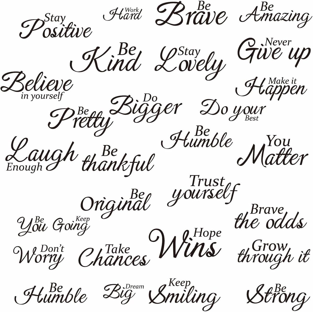 Muurstickers Inspirerend Zeggen Motiverende Woorden Positief Citaat PVC Vinyl Waterdichte Zelfklevende Doorschijning Klampen Pel en Stok voor Spiegel DIY School Slaapkamer Klaslokaal