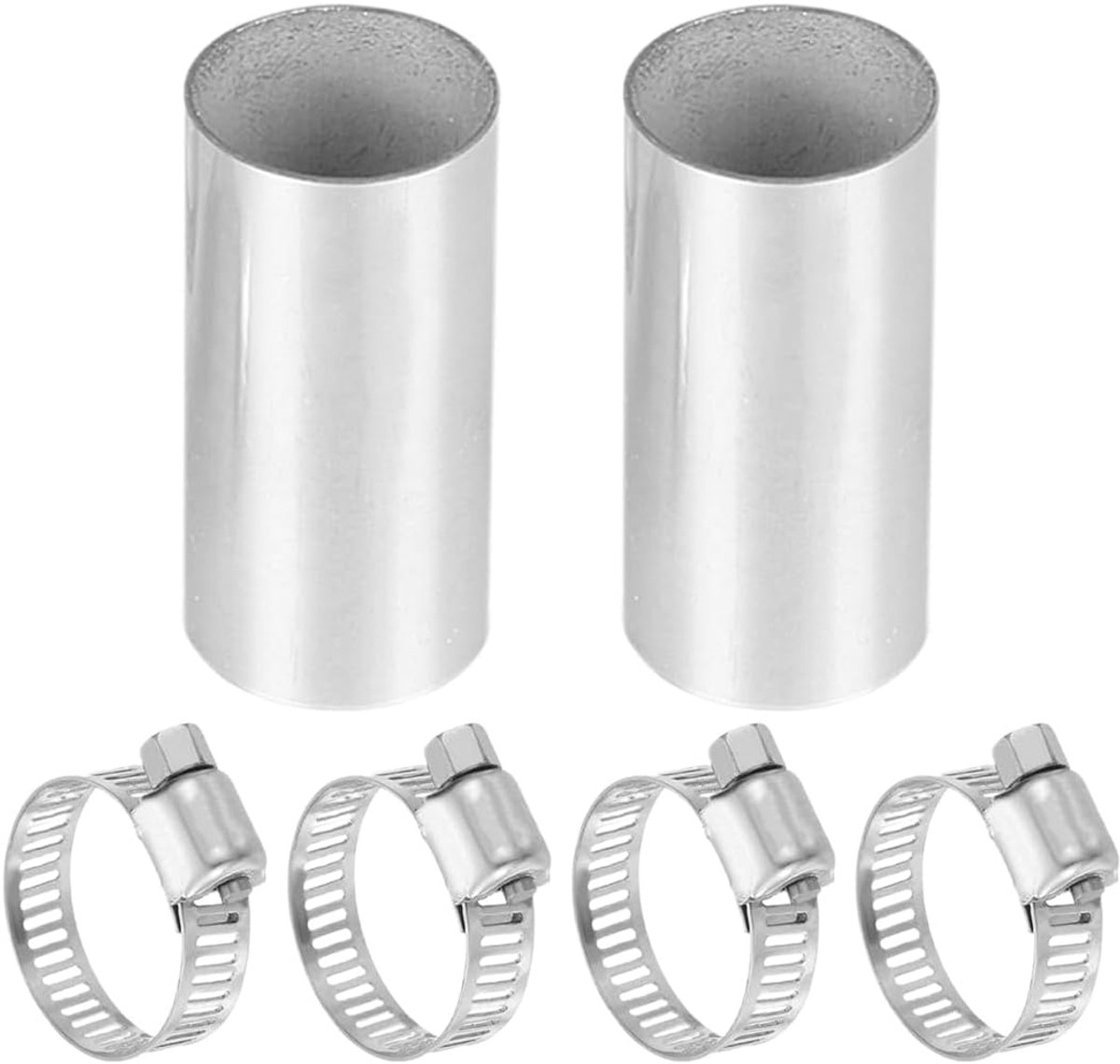 2 stuks uitlaatpijp, staande verwarming, verbindingsstuk, Ø 24 mm, verlengbuis met 4 klemmen, roestvrijstalen uitlaatpijp, stump voor dieselluchtverwarming in auto of camper