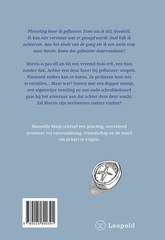Boekomslag met tekst en een kompas.