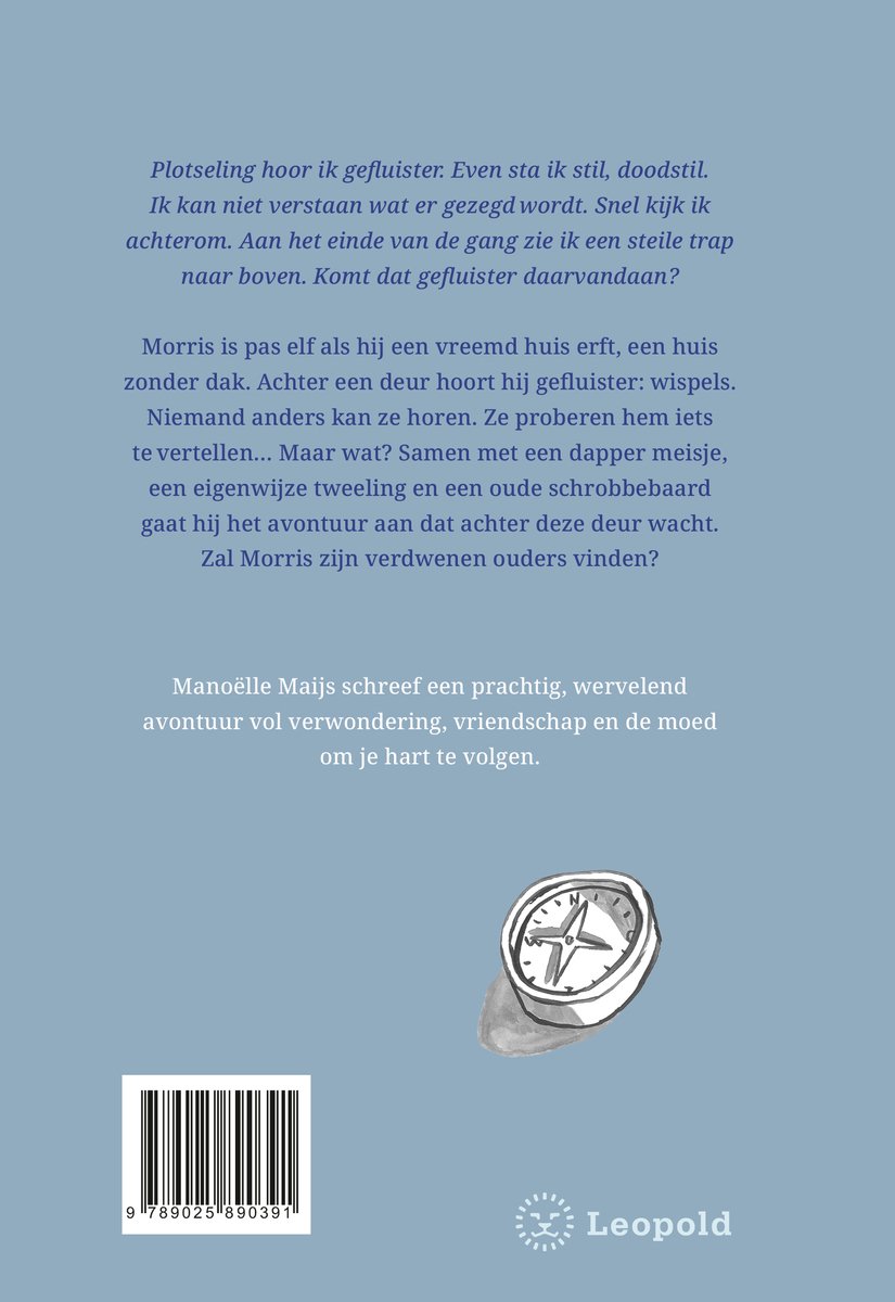 Boekomslag met tekst en een kompas.