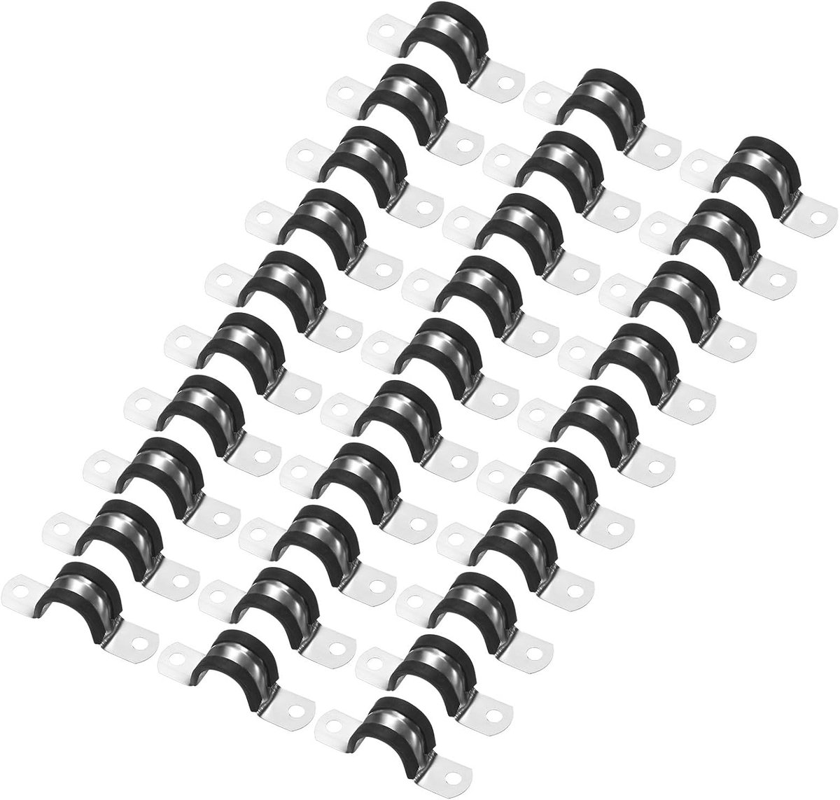 30-pack kabelklemmen, 7/8 inch/22 mm 304 roestvrij staal rubber gewatteerde geïsoleerde kabelklem U-vorm metalen houder voor buis/draad/pijp/lus installatie