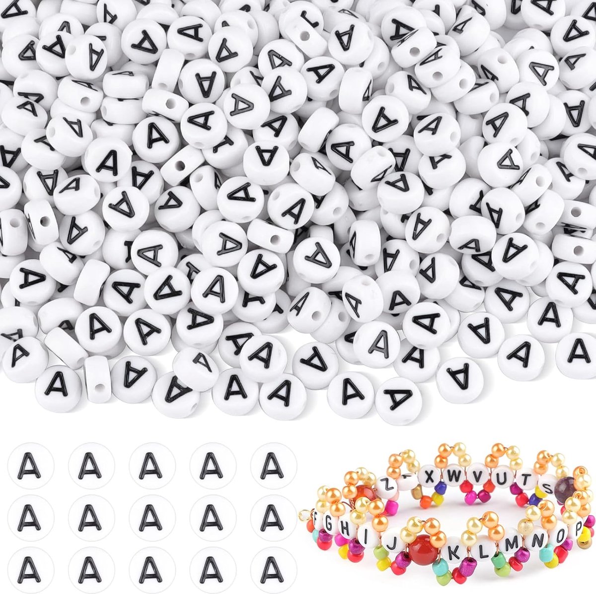 Kralen voor armbanden, letterkralen om te rijgen A