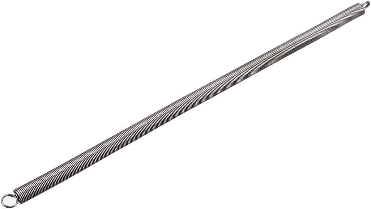 Sourcing map Trekveer 1 mm draaddiameter, 10 mm buitendiameter, 300 mm vrije lengte, veerstaal, kleine dubbele haak, trekveer