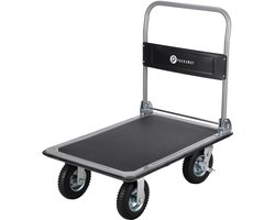 Packaway Transportwagen met Dikke Rubberen Luchtbanden Inklapbaar - Draagvermogen 350 kg – Plateauwagen – Magazijnwagen – Platformwagen – 90 x 60 cm – Transportkar – Antislip Laadplatform – Inclusief Rem – 4 Wielen