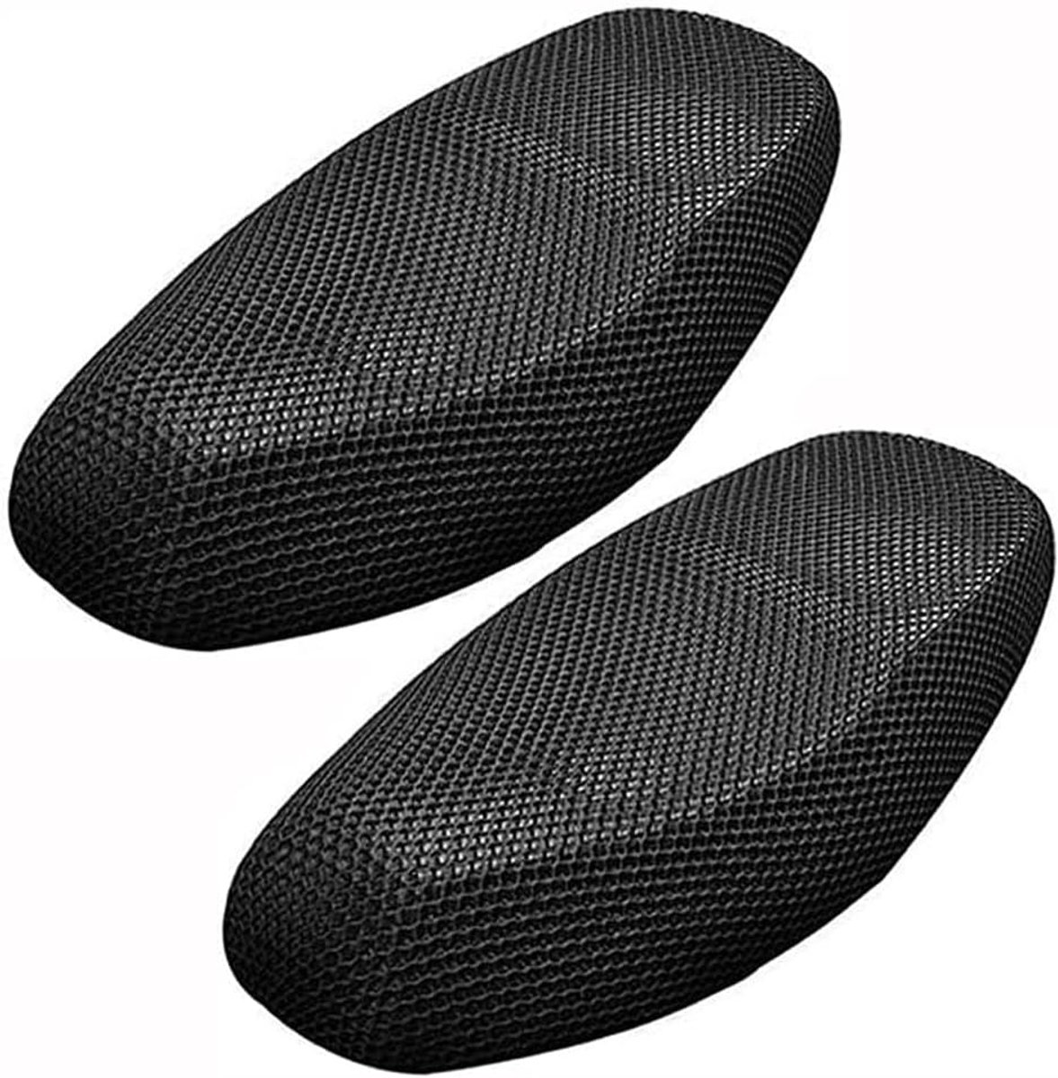 2st Motorcycle Seat Cover 3D Honingraat Zonnebrandcrème Ademend Stoelbeschermer Kussen Seat Veerkrachtig Mesh Net voor Scooter Bromfiets Antislipbescherming (zwart, 75 * 60cm)