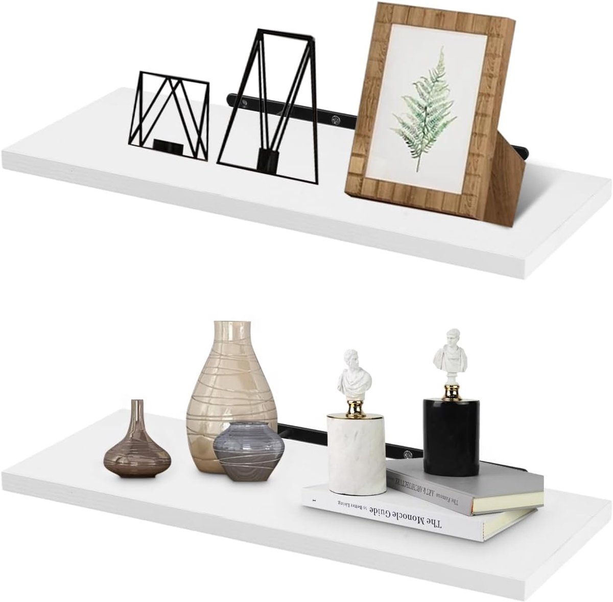 2-laags wandrek, wandrek, zwevend rek, 40 x 15 x 1,5 cm, witte wandplank, zwevend rek, modern, eenvoudig wandplank, geschikt voor slaapkamer, keuken, kantoor, woonkamer enz