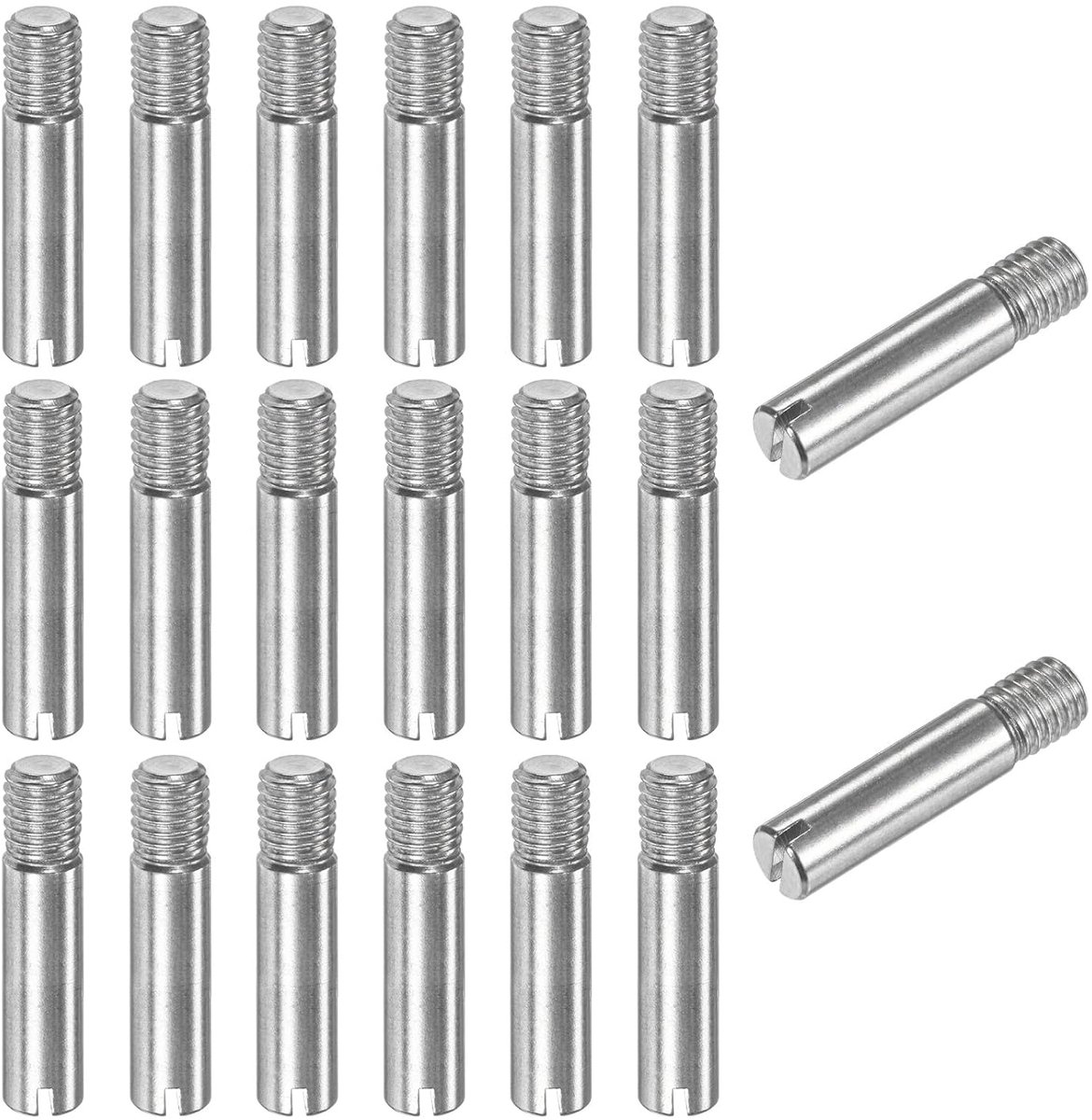 Cilindrische sleufstift met buitendraad, M8 X 35 mm, roestvrij staal, positioneringsstift voor metalen apparaten, kleur zilver, verpakking van 20 stuks
