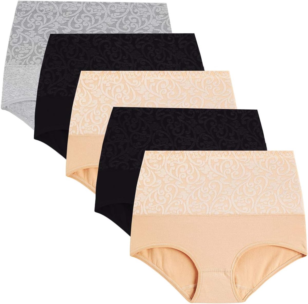 Onderbroek voor dames, katoen, hoge taille, slips, hoge taille, multipack