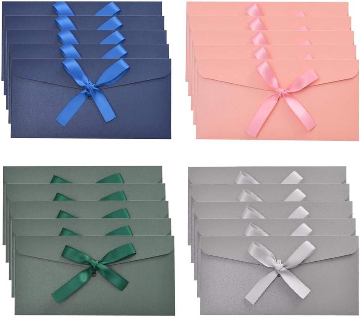 20Pack Retro Kraft Enveloppen met Lint Cadeaubon Premium Enveloppen voor Handgemaakte Uitnodigingen Brieven Bruiloft Verjaardag Festival Kaarten (4 Kleuren)