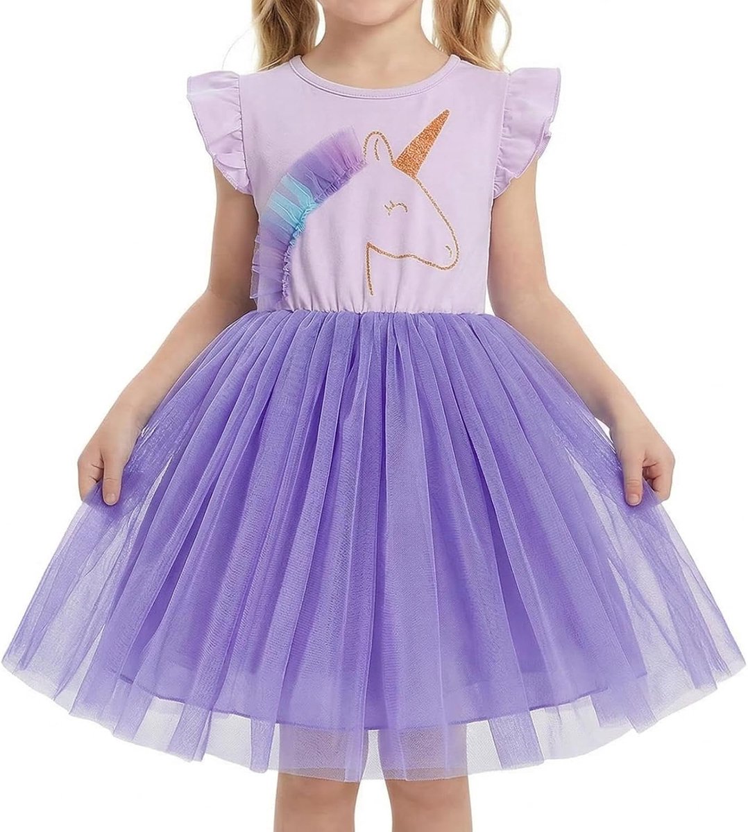 Meisjesjurk, eenhoornjurk voor meisjes, ruches tule tutu kinderjurk, kleine dames, zomeroutfits, feestgeschenken 3-8 jaar