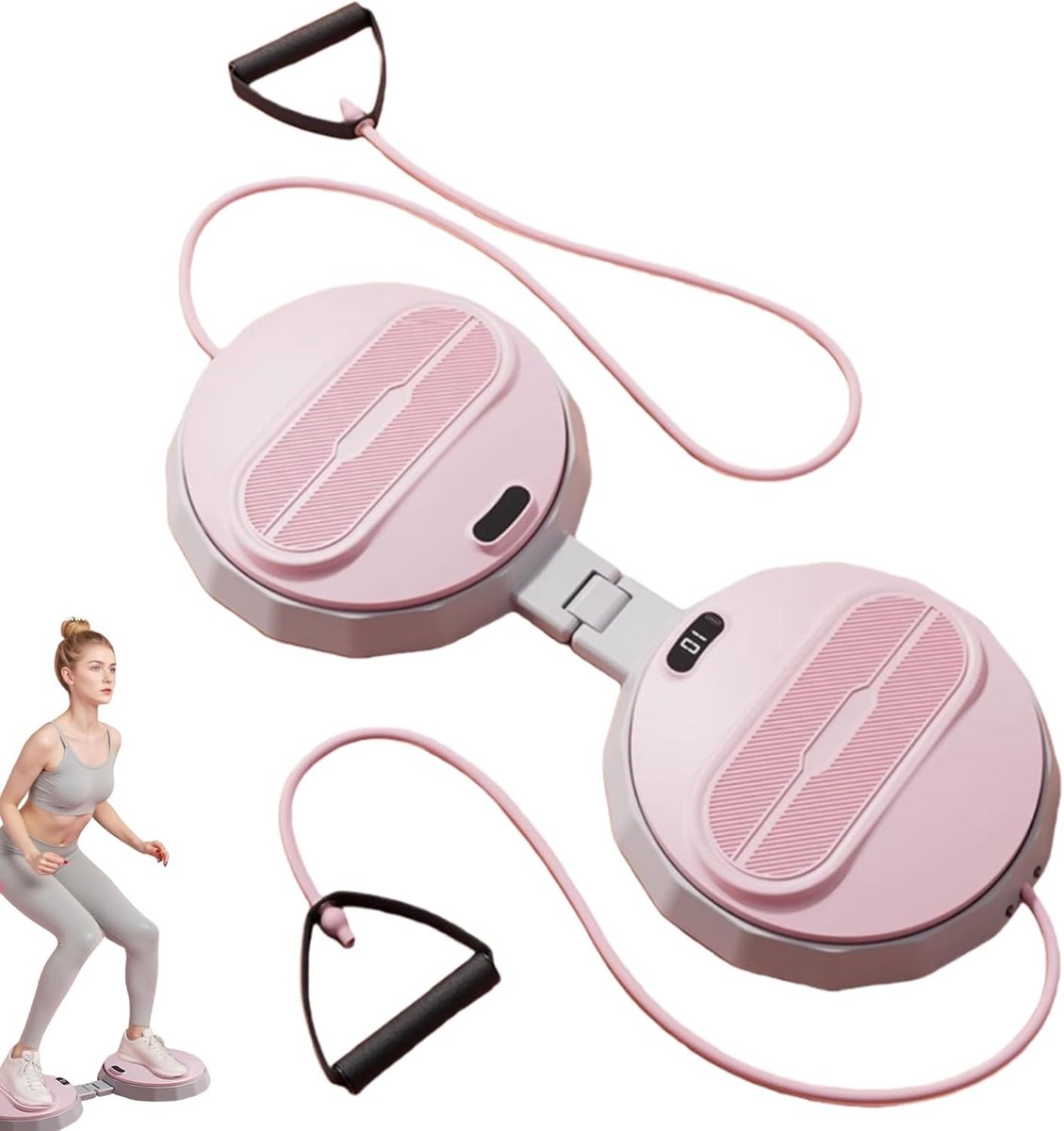 Twist Waist Disc Board, opvouwbaar, intelligent tellend twist board met trekkoord, tailletwister staand, taille twisting disc voor core & buiktraining, voetmassage, ideaal voor afslanktraining (roze)