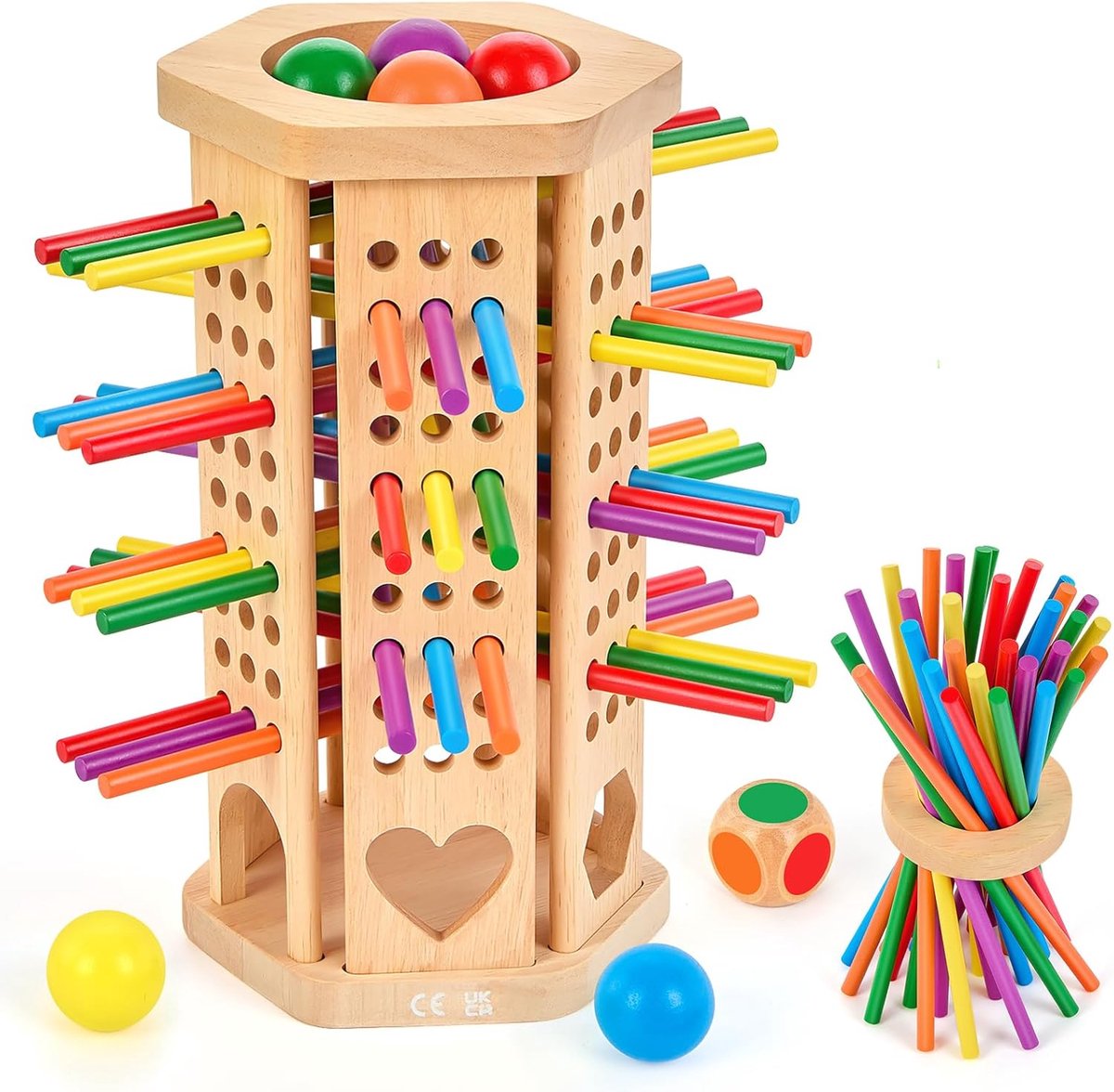 Spel met gesneden zeshoekige toren