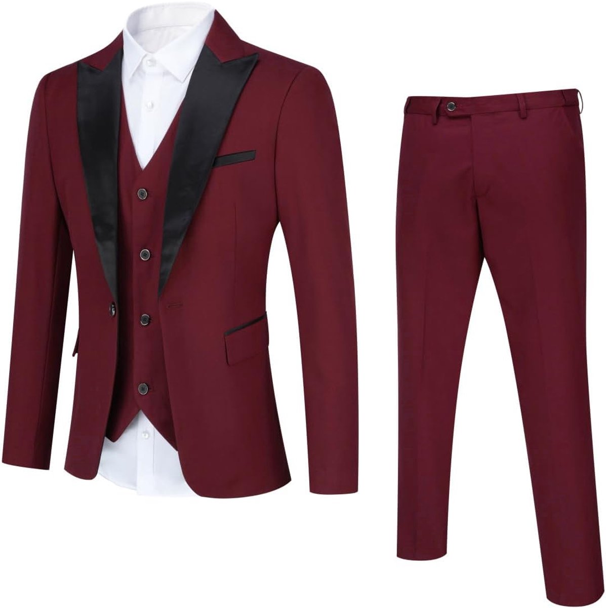 Smoking-kostuum voor heren, avondeten, bruiloft, 3-delig, zakelijk kostuum, ceremonie, slim fit