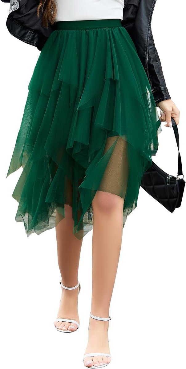 Dames tule rok meerlaags mesh dames plooirok stijlvol hoog getailleerde rok onregelmatige A-lijn Prom Party Tutu rok zomerrok S-XXL