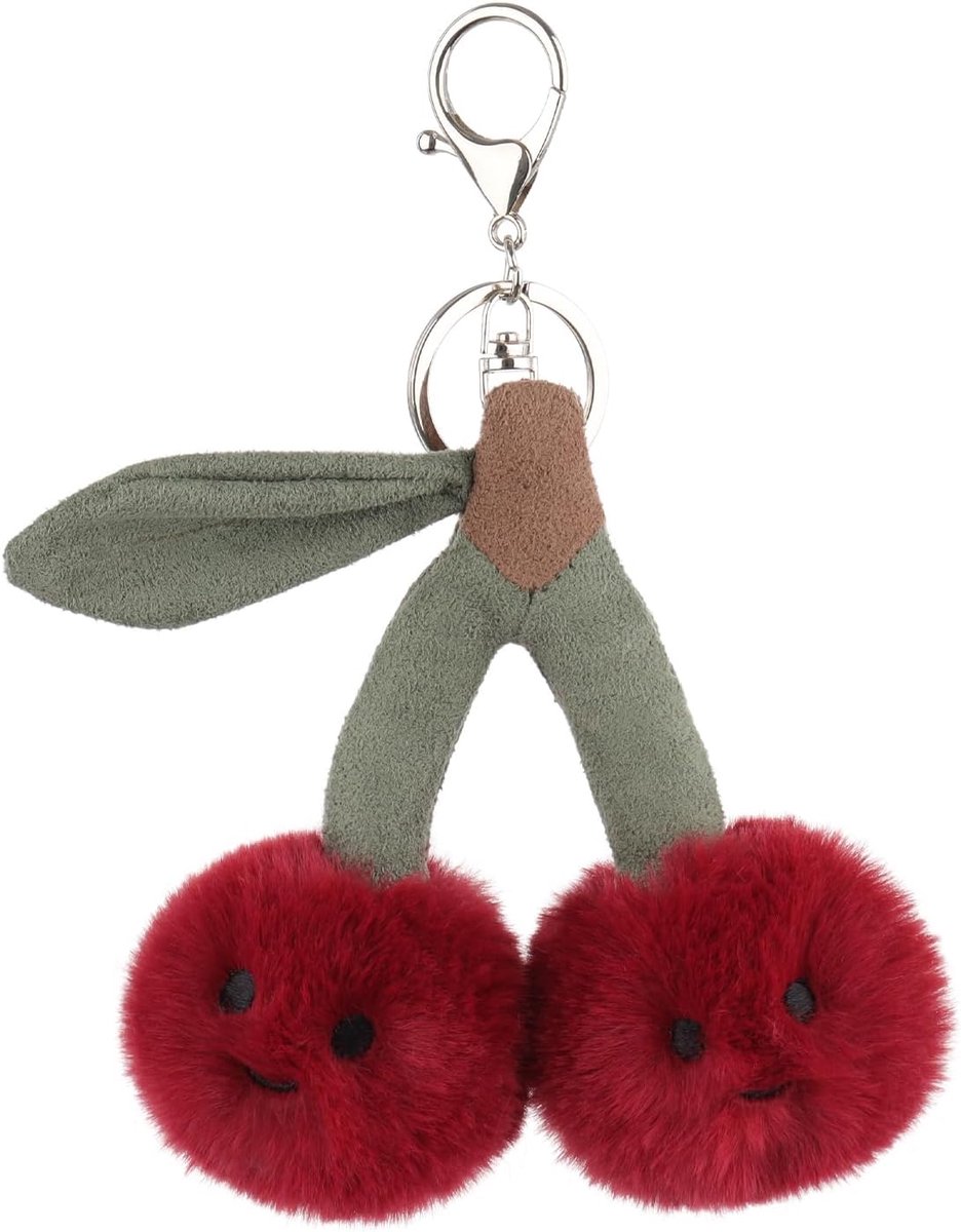 Lamb Kersen fruit pluche sleutelhanger, 10 cm