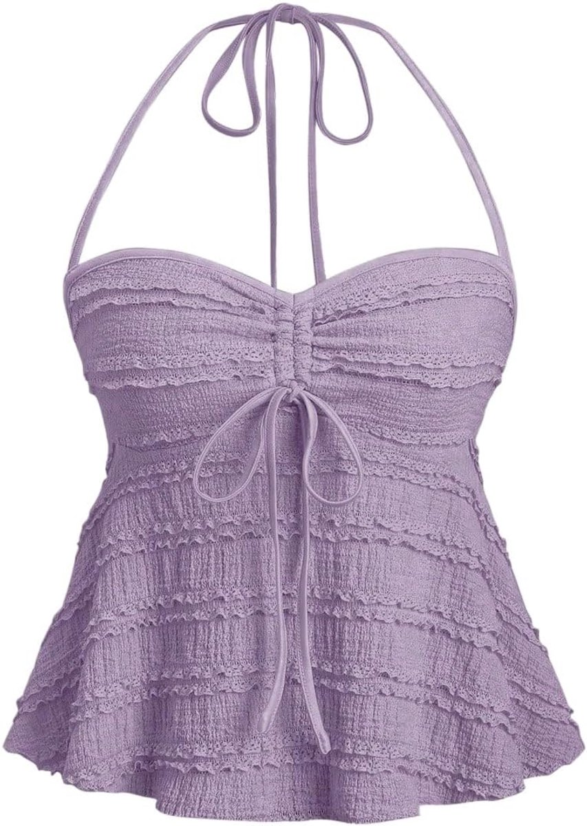Y2K Crop Top voor dames, haltertop, buikweg-bovenstuk, haltertop, zomertop met bandjes