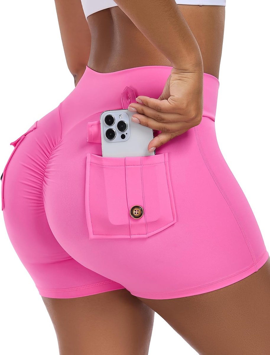 Sportshorts voor dames, booty scrunch butt, legging met hoge taille, korte push-up, ondoorzichtige workout hotpants voor gym, fitness, yoga