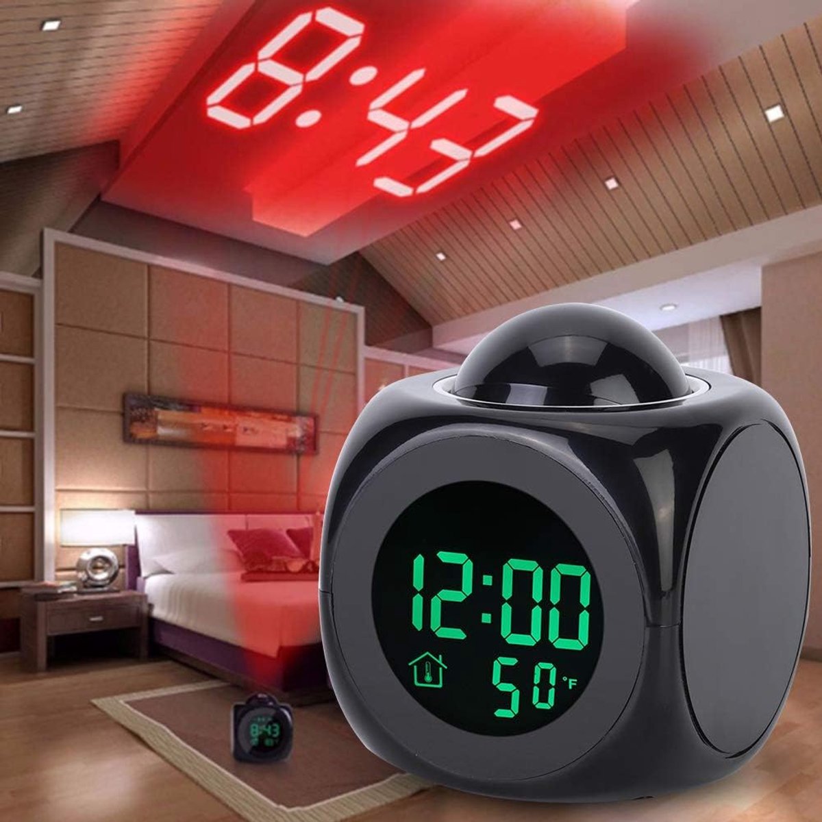 Wekker Multifunctionele LCD Elektronische klok Digitale projectiewekker met temperatuurweergave