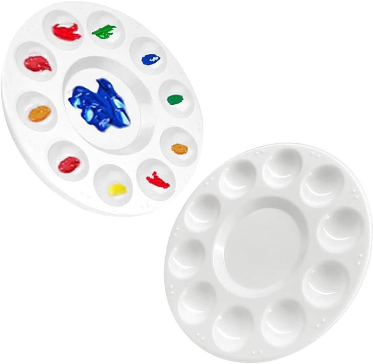 2 stuks ronde mengpalet - φ16 cm, mengpalet - kleurpaletten - inclusief gemakkelijk vast te houden ophanggat ontwerp, geschikt schilderpalet voor het opbergen van mengtabletten voor het schilderen van