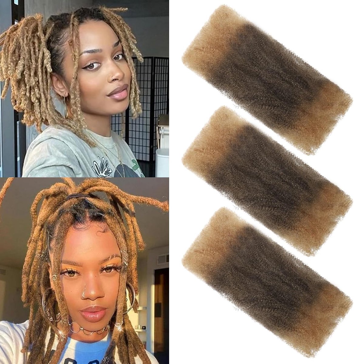 Kinky Krullend Vlechten Bulk Haar Voor Mini Twists Afro Kinkys Bulk Synthetisch Cubaans Twist Haar Zachte Locs Micro Spring Twist Voor Dreadlocks Loc Reparatie (T4/27, 35,6 cm