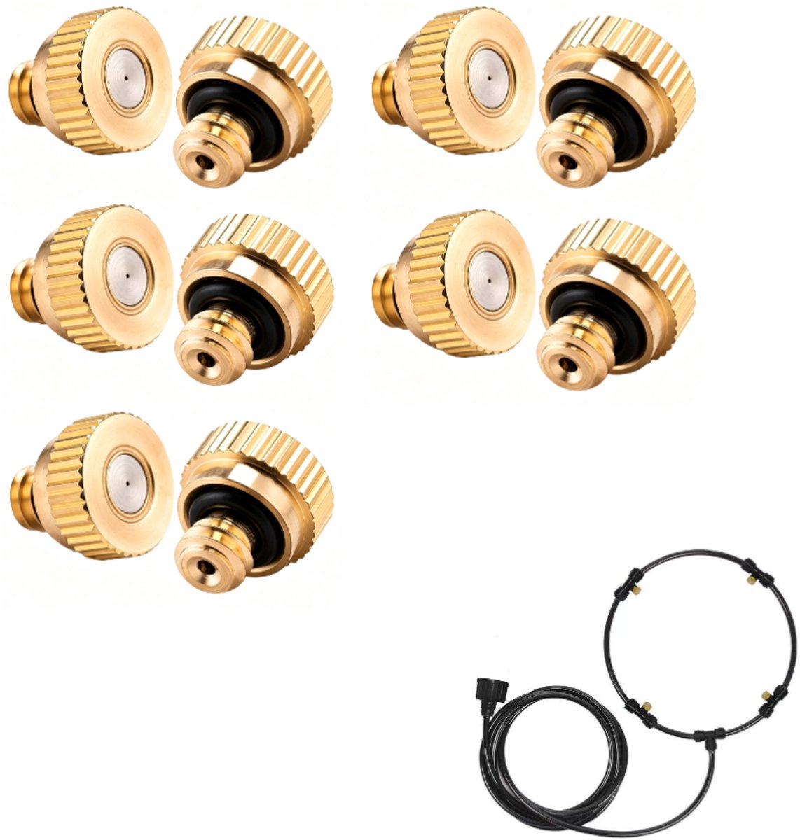 10 stuks - Gele verstuivingssproeier - Messing sproeier - Vervangende sproeier - Voor tuinen, terrassen, buitenkoelsystemen, lagedruksproeien - Diameter opening 0,2 mm