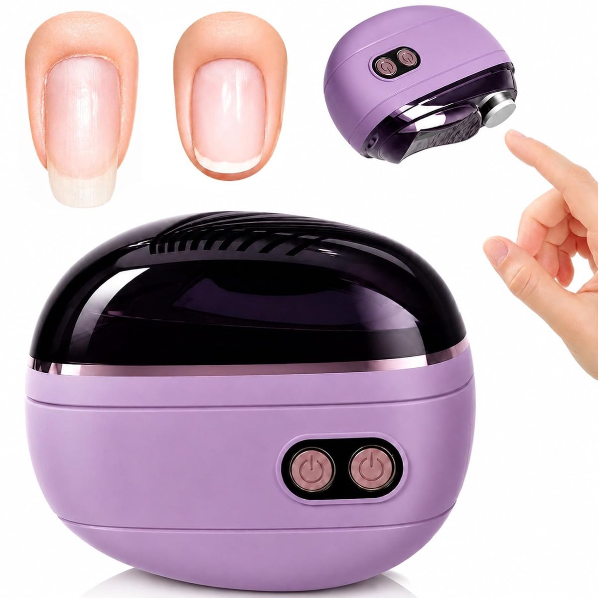 2-in-1 Elektrische Nagelknipper & Polijster - Anti-Inklemming - USB-C Oplaadbaar - Met Opvangbakje & LED - 2 Snelheden - Voor Alle Leeftijden - Paars - SOLLBRY®