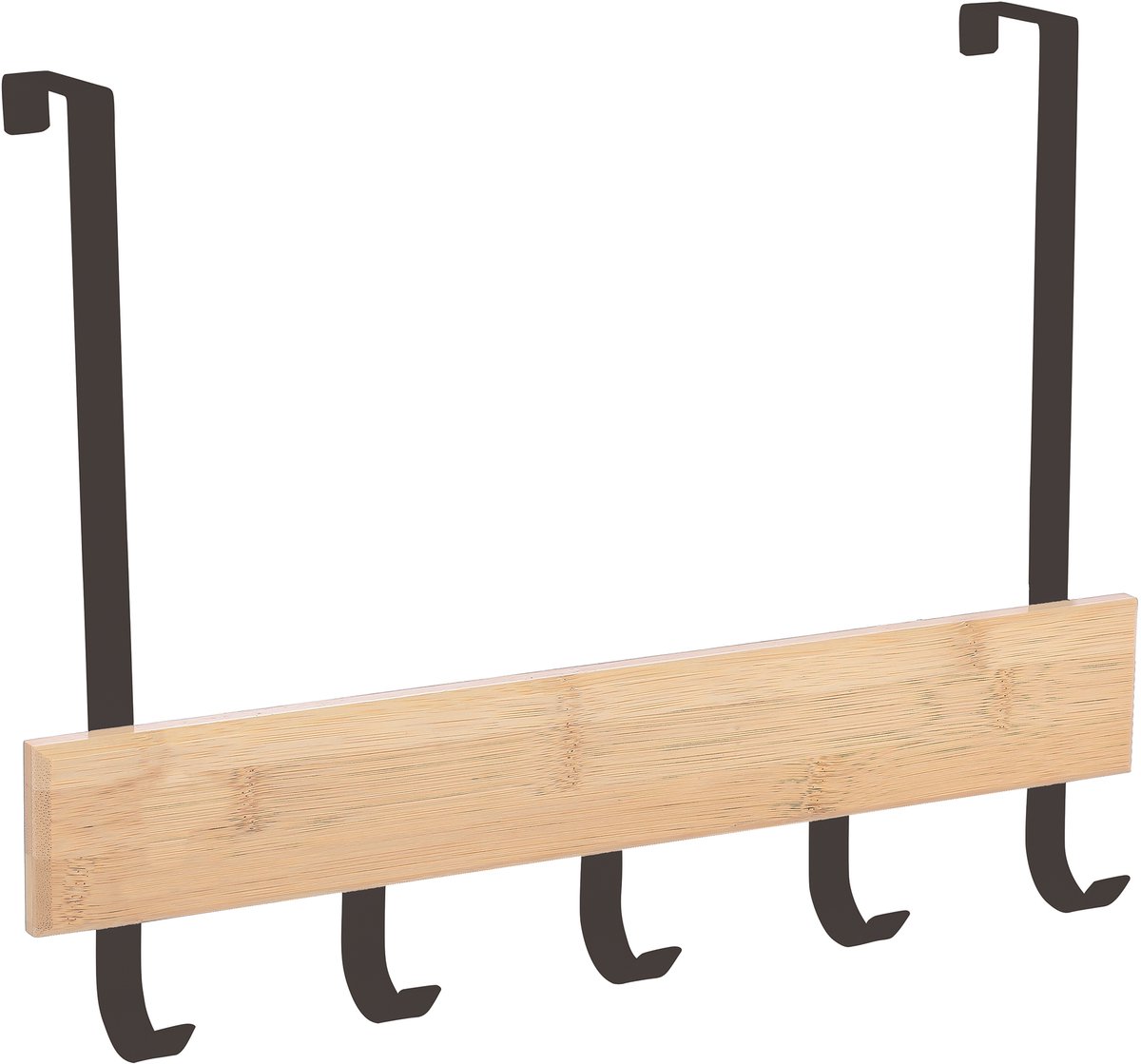 MSV Kapstok van Staal en Bamboe – Deurhaak met 5 Haken – Garderobe Haak met Modern Design