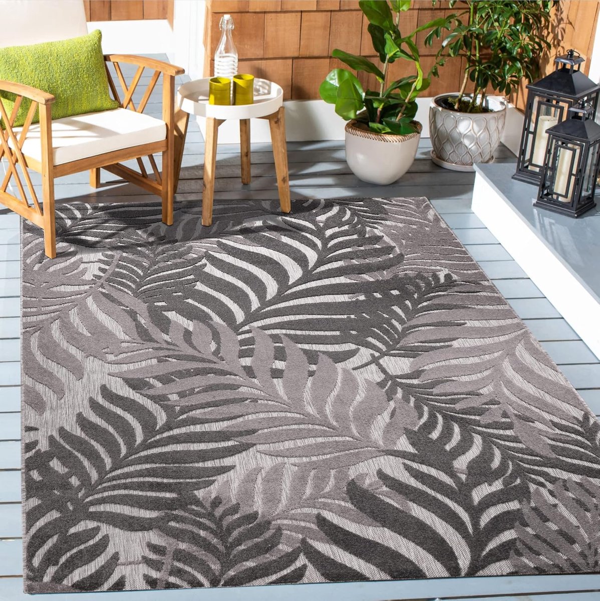 Outdoor tapijt, weerbestendig, outdoortapijten voor binnen en buiten, balkontapijt, waterafstotend, duurzame tapijten voor terras, tuin en woonkamer, grijs, 80 x 200 cm