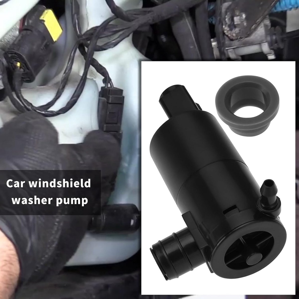 1x Auto Voorruit Waspomp 853300D050 Vervanging Deel 85330-0D050 Compatibel met Toyota Yaris/Vitz 2005-2014, Zwart