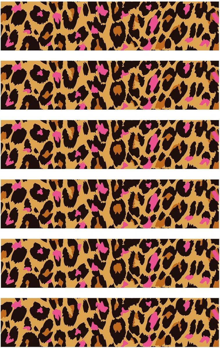 6st Roze Luipaard Eetbare Taartrand, 28x6,2cm Voorgeknipte Eetbare Omwikkelstroken Kleefrijstpapier Verjaardagstaartdecoratie voor Luipaard-Thema Verjaardagsfeest Benodigdheden