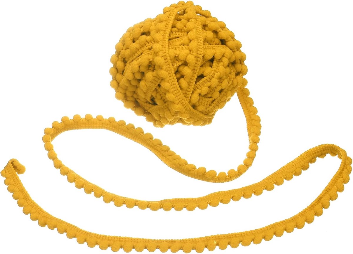 8 yards pompon boord, 0,4 inch breed, donkergele pompon, franjeboord, stoffen boord voor doe-het-zelf knutselen, gordijnen, jurken, kussens, woonaccessoires, 5 mm