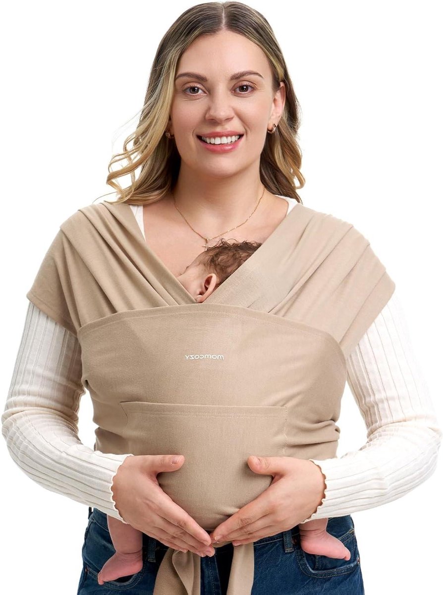 Babydraagdoek Pasgeborenen - Draagzak Baby - Baby Dragen - Verstelbaar Maatsysteem - 3.6-15 kg - Beige