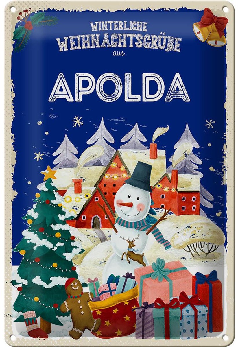 Blechschild Weihnachtsgrüße aus APOLDA 20x30cm